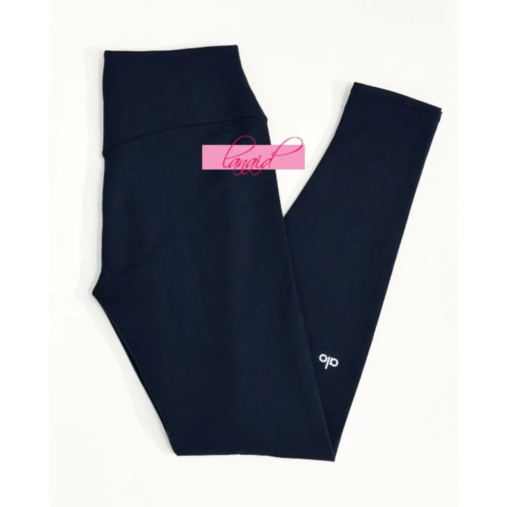 Alo Airbrush Winter Warm High-Waist Nocturne Legging Navy Brushed Fleece Hi-Rise